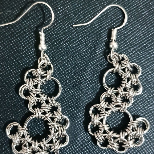 Earrings made of rings new handmade, silver