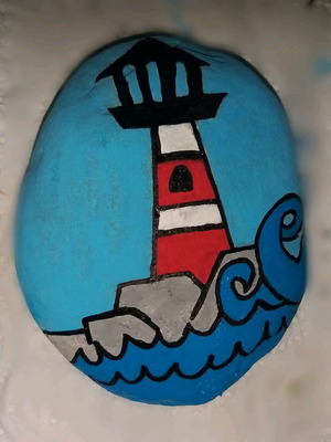 Decorative stone painted with tempera made to order