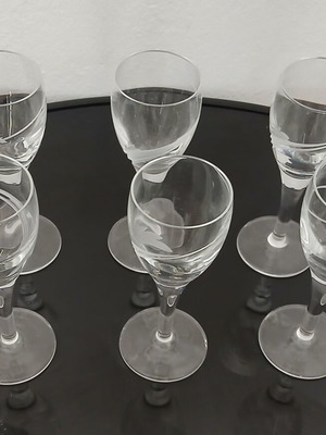 Liqueur glasses used, set of 6 crystal