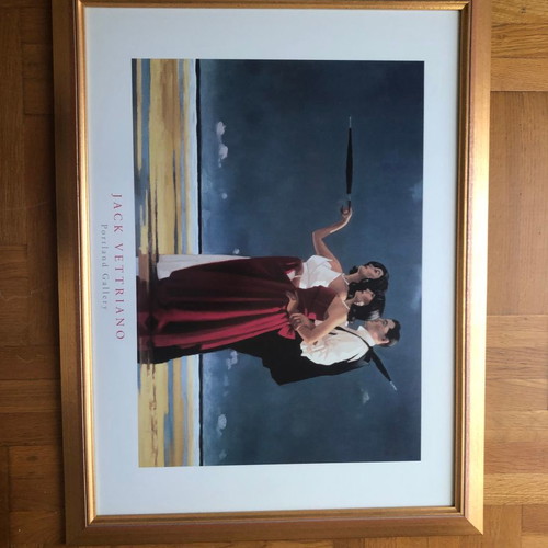 The Missing Man I framed Jack Vetriano art print like new with gold frame