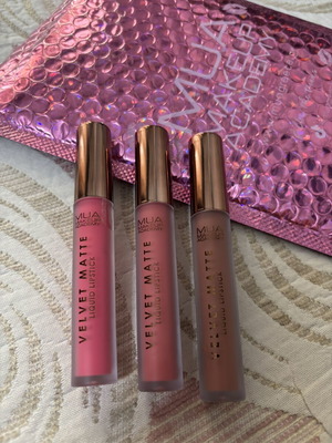 MUA Velvet Matte υγρό ματ κραγιόν σετ, καινούργιο, 3 αποχρώσεις
