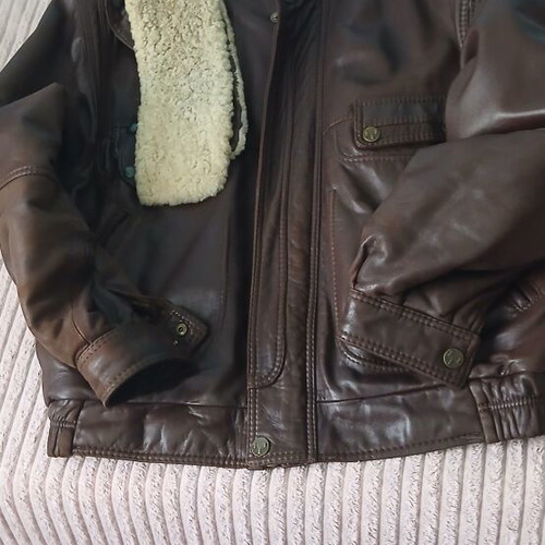 Leather jacket used, size L, brown