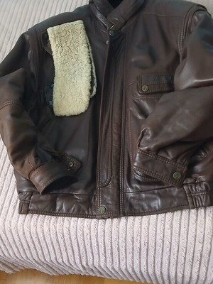 Leather jacket used, size L, brown