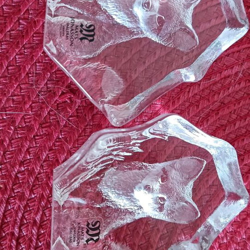 Mats Jonasson Baby Fox crystal sculpture set of 2, new