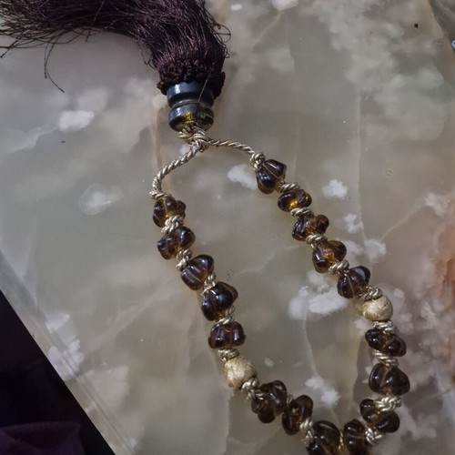 Decorative Komboloi Curtain Tieback with Amber Beads and Tassel