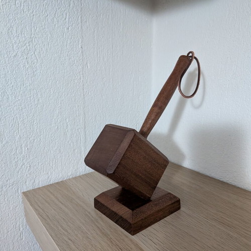 Decorative wooden hammer - bottle opener