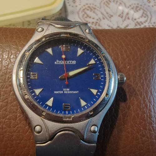 .Homme Vintage Style Men's Quartz Watch Blue Dial used 50M Water Resistant