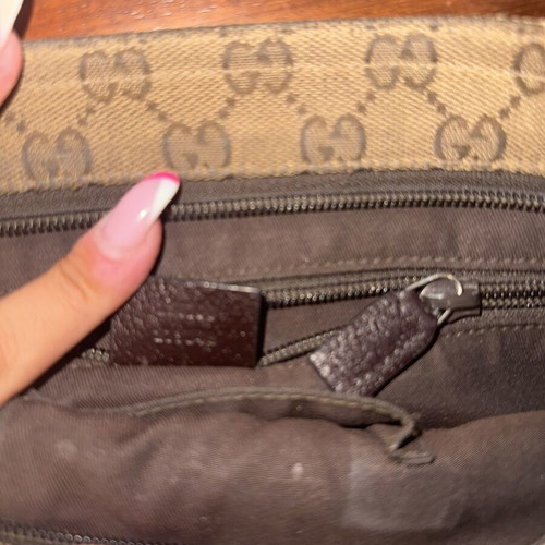 Gucci canvas messenger bag used, beige and brown crossbody
