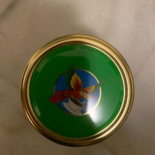 Lumidis Papagalos Metal Coffee Tin vintage, used
