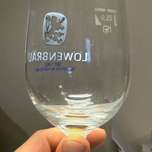 Löwenbräu 0.25l beer glass used, rare collectible