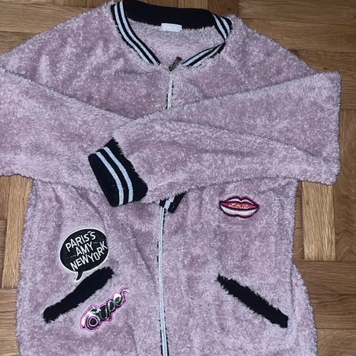 Y2K cute fur cardigan pink like new