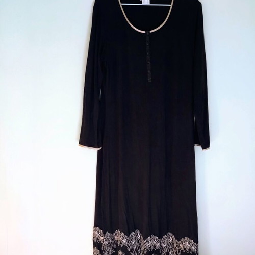 Midi black nightdress Gattina like new, size 42, gold details