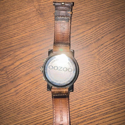 Oozoo men's watch used with brown leather strap and minimal dial