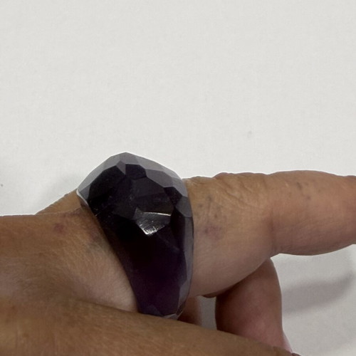 Amethyst ring carved from solid natural stone, size 59