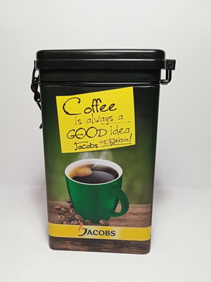 Μεταλλικό κουτί καφέ Jacobs, ύψος 17 εκ, μήκος 9,5 εκ
