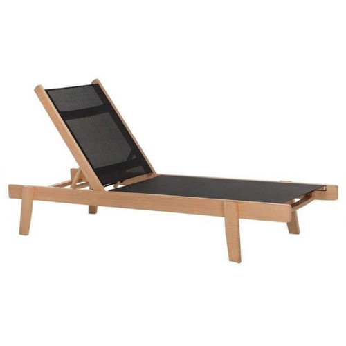 Wooden sun loungers two pieces with black fabric like new