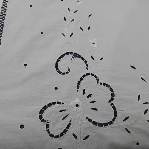 Handmade double cotton cutwork sheet with pillowcases