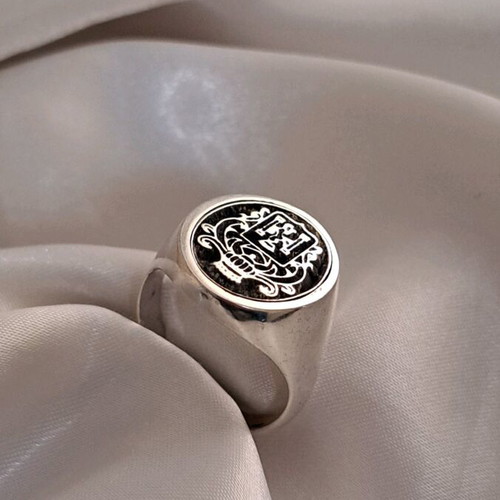 Silver ring 925 with engraved oxidized design, new