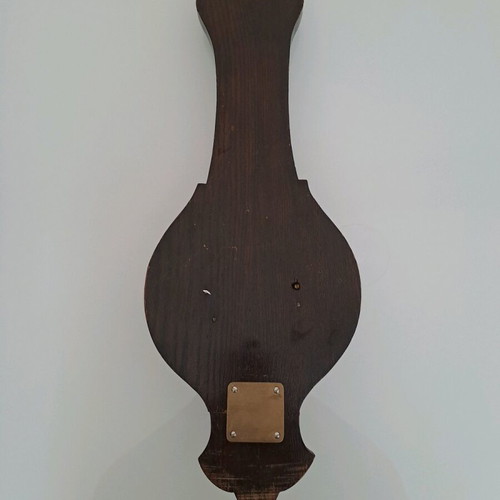 Vintage aneroid barometer with thermometer used, hand-carved wood case