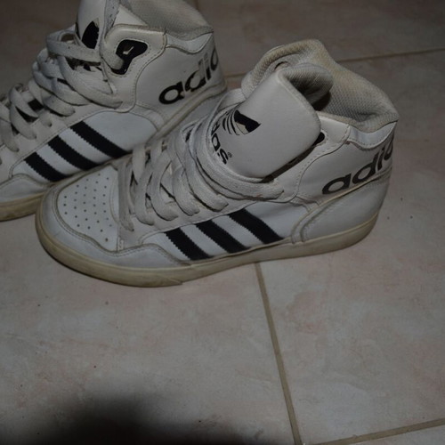 Adidas athletic boots used, size 37.5, white and black