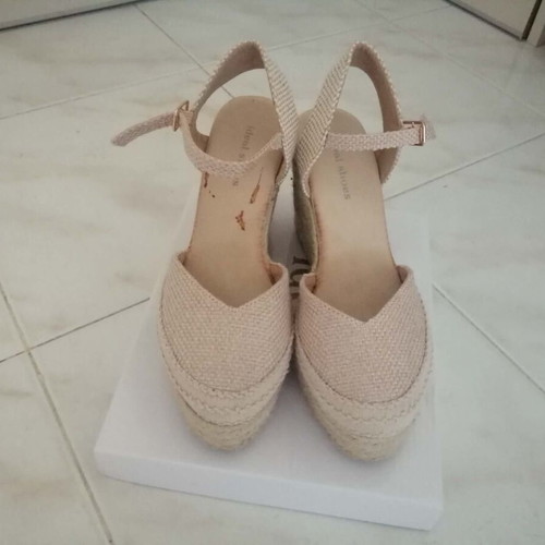 Espadrille platform sandals size 39, like new, beige, 8cm heel