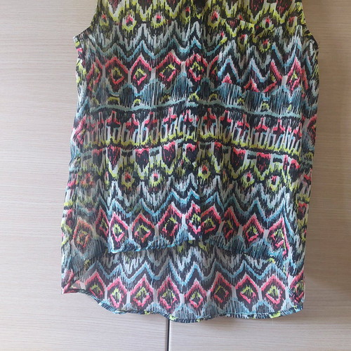 Colorful shirt blouse with transparency Size Large like new