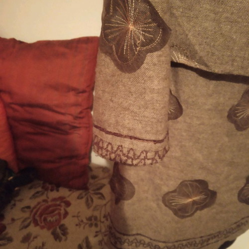 Dress with matching jacket decorated with fabric flowers and embroidery, size M