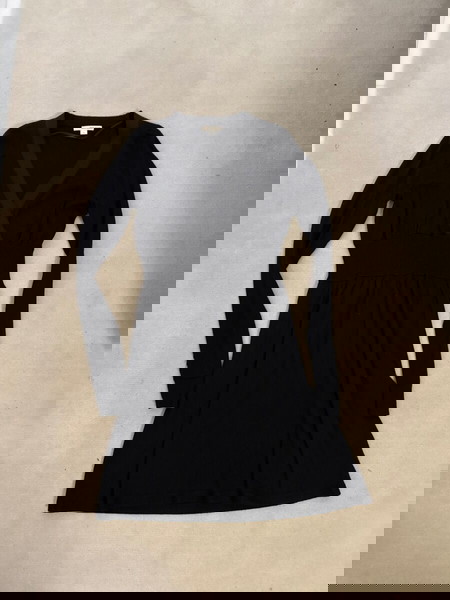 100% merino wool μαύρο πλεκτό μάλλινο φόρεμα DKNY