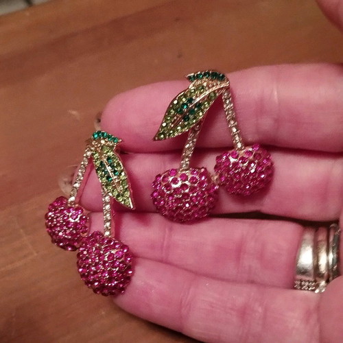 Cherry earrings shiny new
