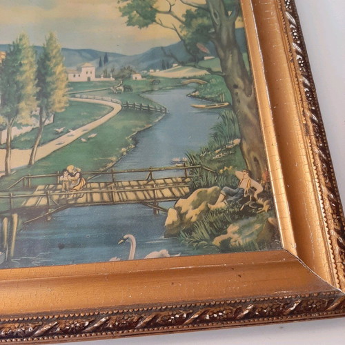 Vintage painting used with carved frame 30×23