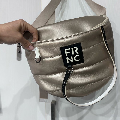 Frnc crossbody banana bag like new, metallic gold beige