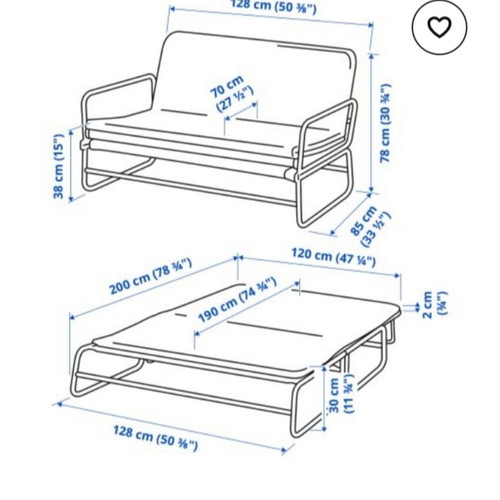 Metal sofa bed Hammarn like new, no mattress