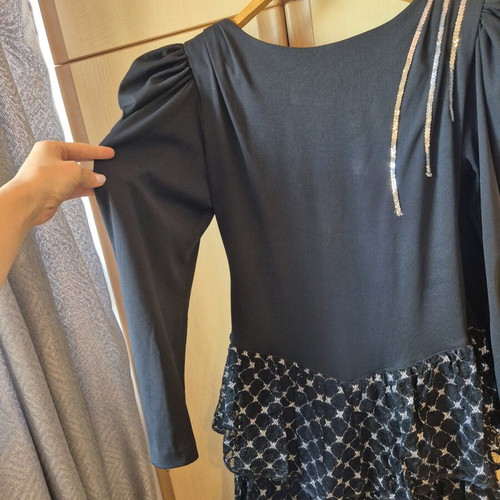 Vintage dress ’80s with sequins and lace black L like new