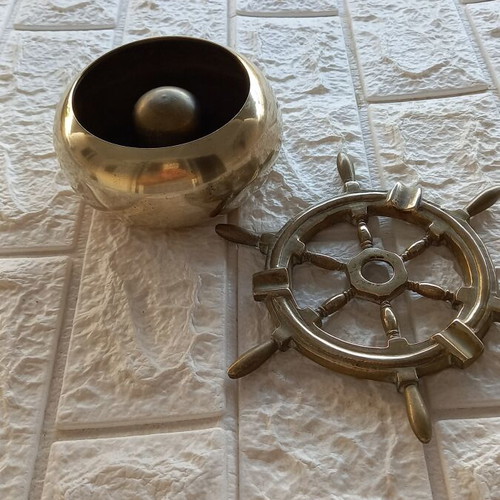 Brass ashtray used with nautical style and water feature