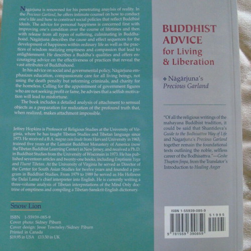 Buddhist Advice for Living & Liberation used with yellowed pages
