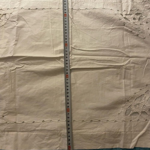 Pillowcase with cutwork embroidery used, button closure