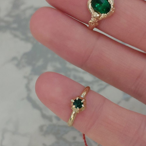 Vintage women's and children's ring 1960s, green and gold