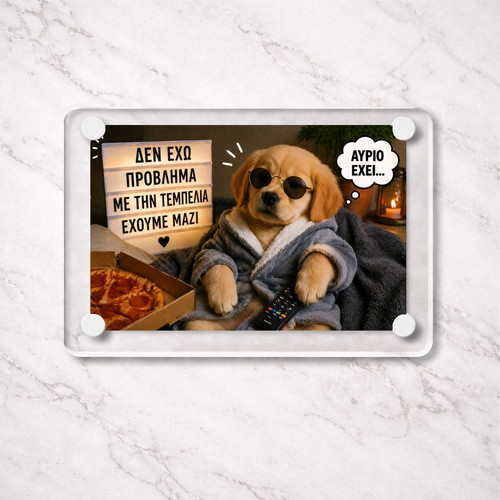 Acrylic fridge magnet 9x6cm "No Problem" Lazy Dog Meme new