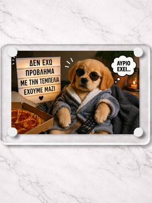 Acrylic fridge magnet 9x6cm "No Problem" Lazy Dog Meme new