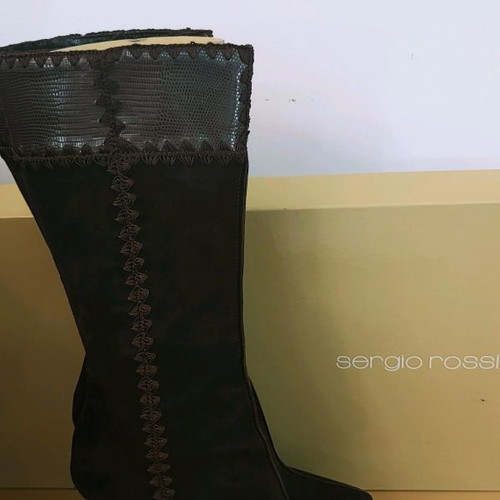 Sergio Rossi boots used brown leather-suede, size 41