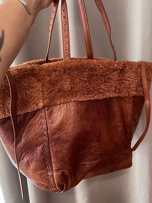Shoulder bag brown with fur like new, dual function