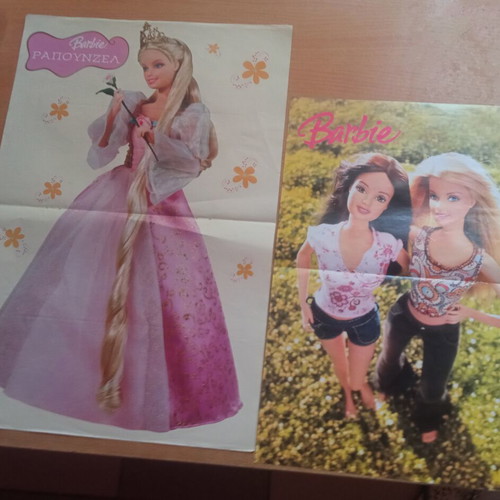 Barbie collectible posters like new, set of 2 with Rapunzel