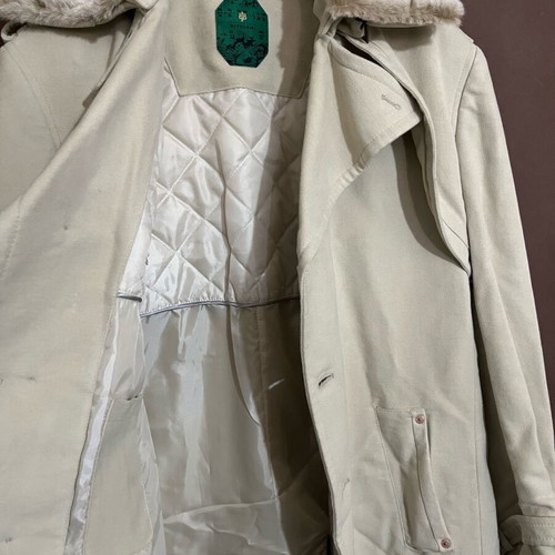 Bitsiani coat men’s with detachable fur collar like new, size 54, beige