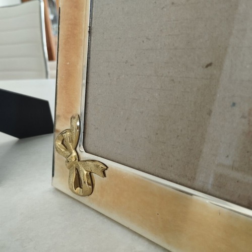 Set of 2 Premium Metal Photo Frames with Gold Bows like new