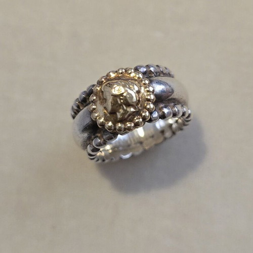 Silver 950 and 18K gold portrait ring, size 52