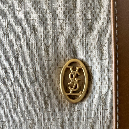 Vintage Yves Saint Laurent briefcase like new, canvas and leather