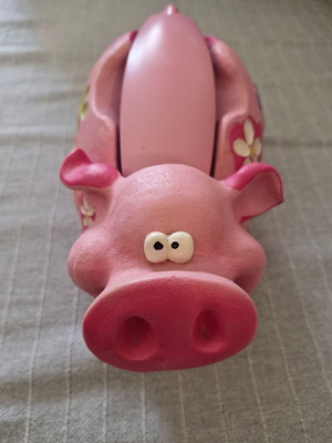 Vintage analog home phone pig-shaped used, pink