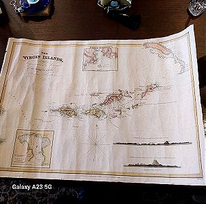 THE VIRGIN ISLANDS Αυθεντικος χαρτης των Παρθενων Νησων διαστ χαρτη0.70/0,50