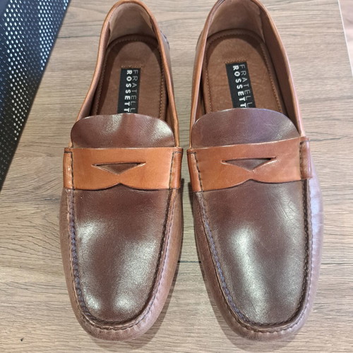 Fratelli Rossetti men's leather moccasins new, brown, size 42