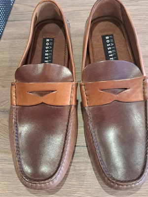 Fratelli Rossetti men's leather moccasins new, brown, size 42